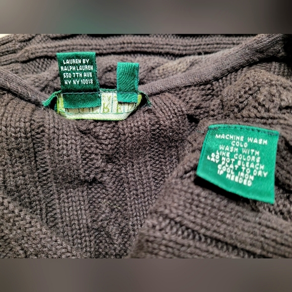 Lauren Ralph Lauren Women's Chunky Cable Knit V-Neck Sweater•Brown•100% Cotton•L - Picture 8 of 8
